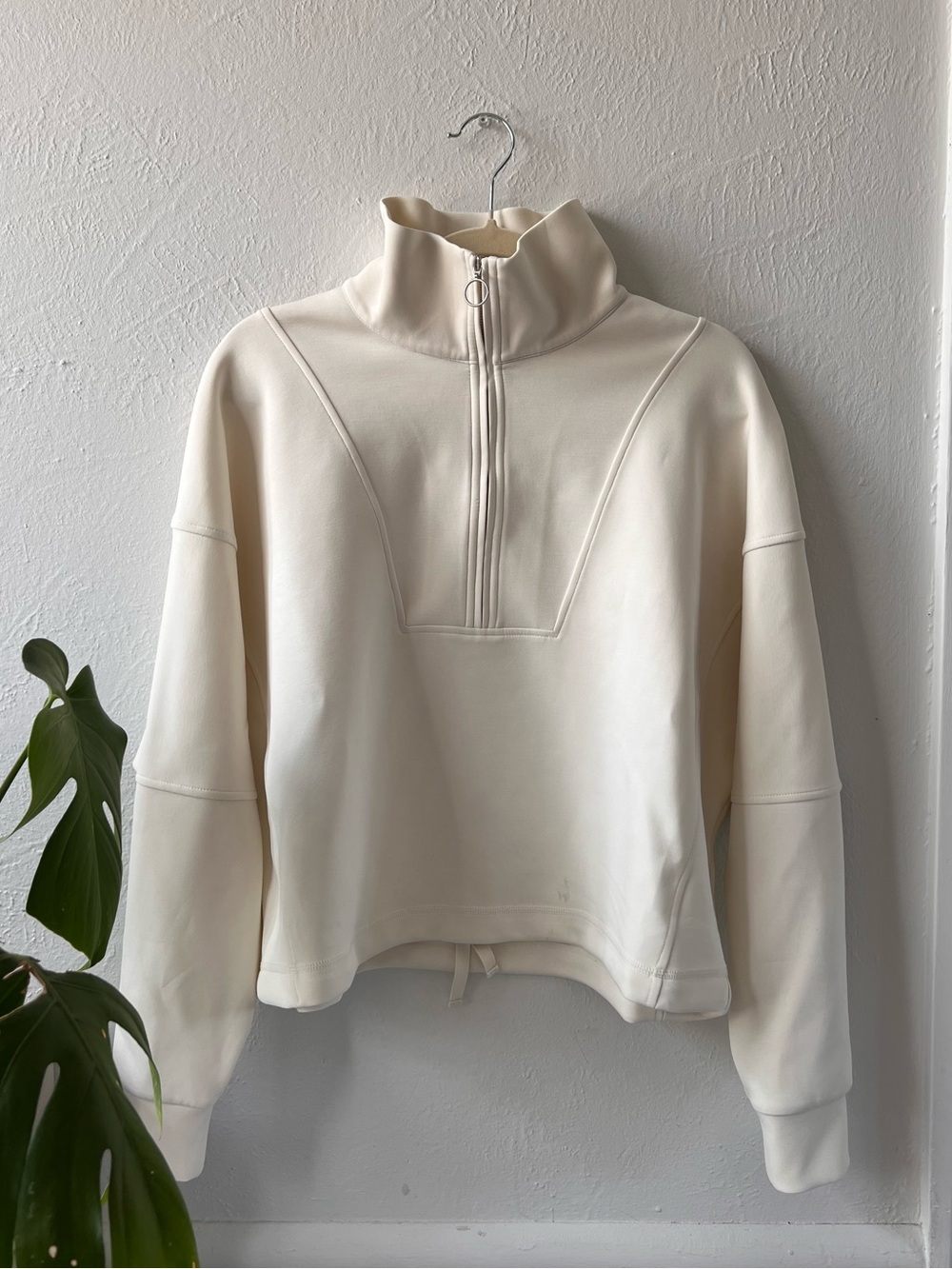 Sand Wash Funnel Neck Cropped Half Zip Pullover - Studio White W’s Large/10